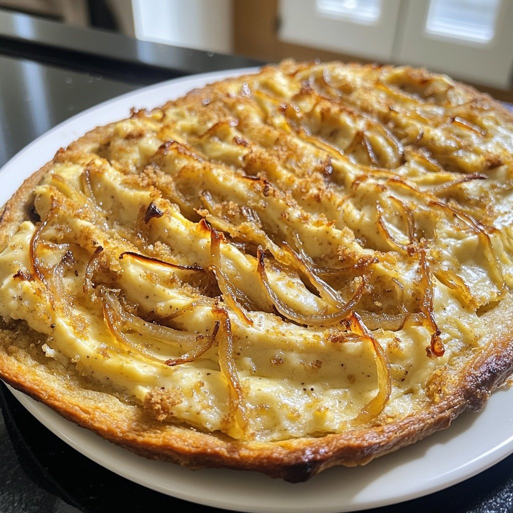 Kartelstampf mit karamellisierten Zwiebeln