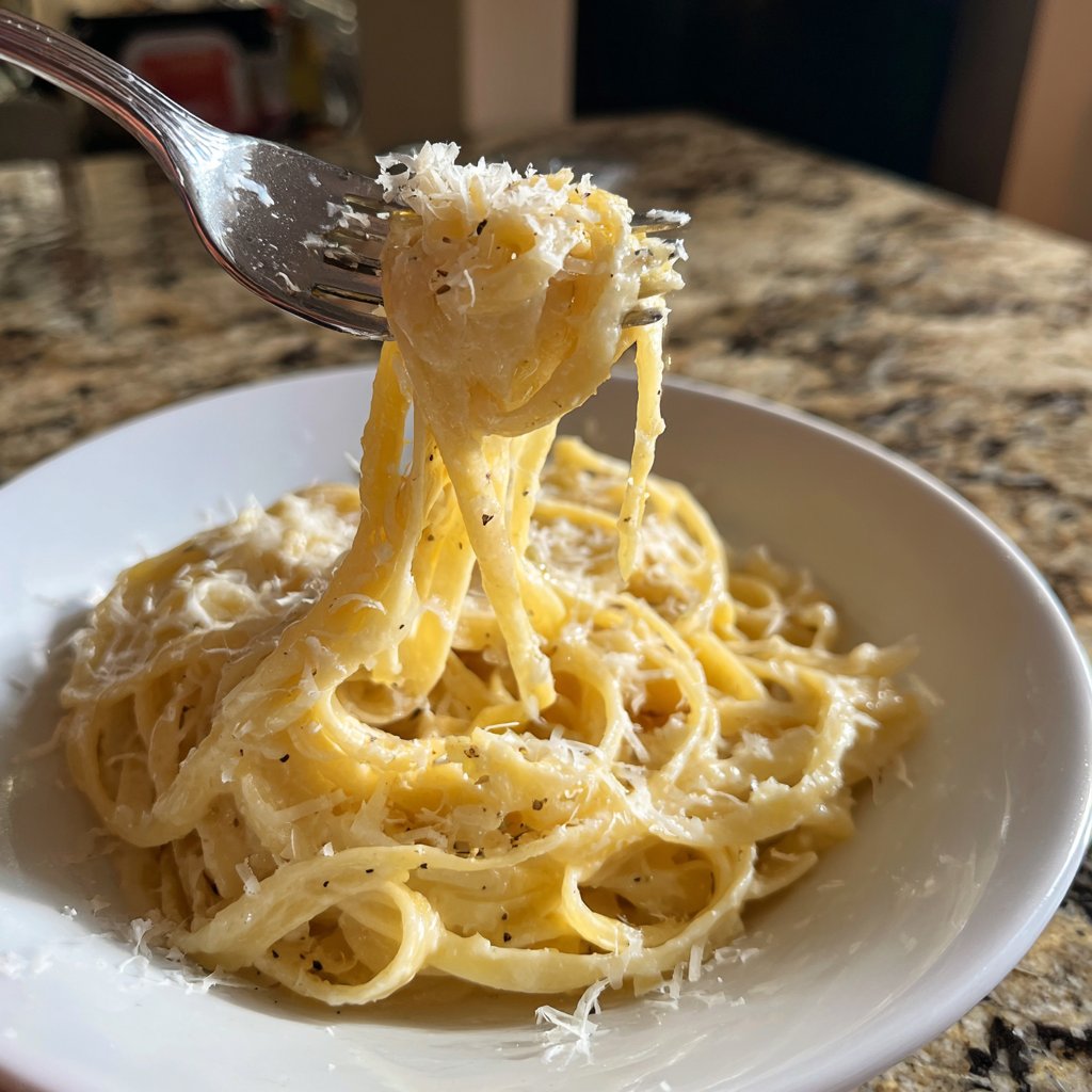 Romantische Pasta mit Sahnesauce und Parmesan