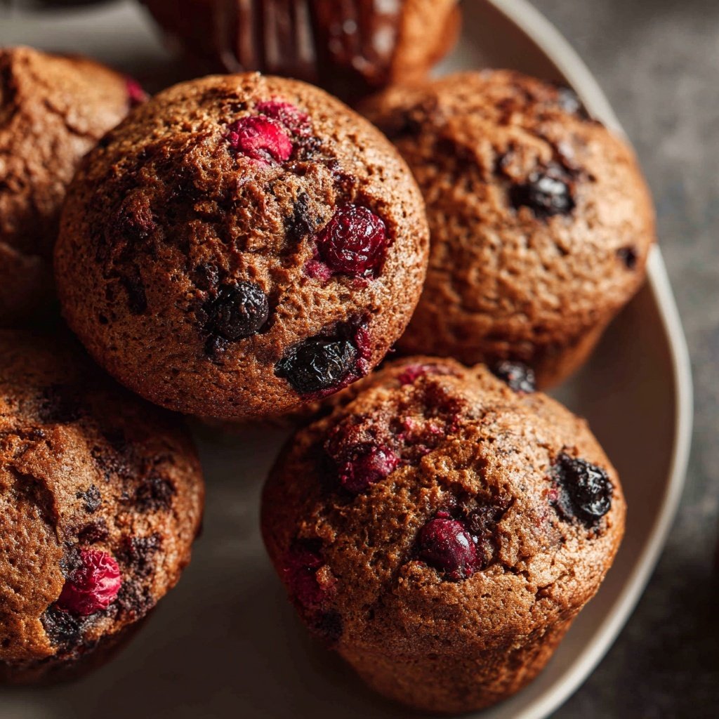 Muffins mit Kakao und Beeren