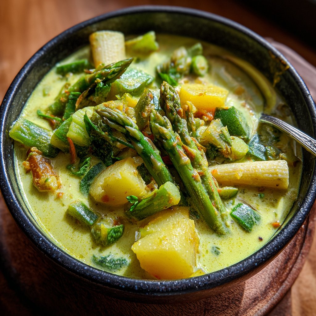 Gemüsecurry mit grünem Spargel
