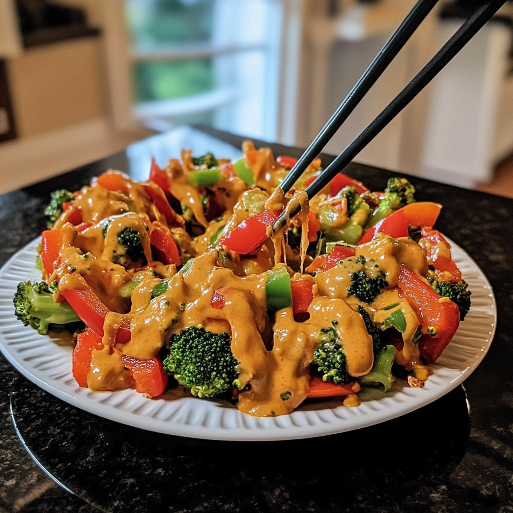 Gemüsepfanne mit Erdnusssauce