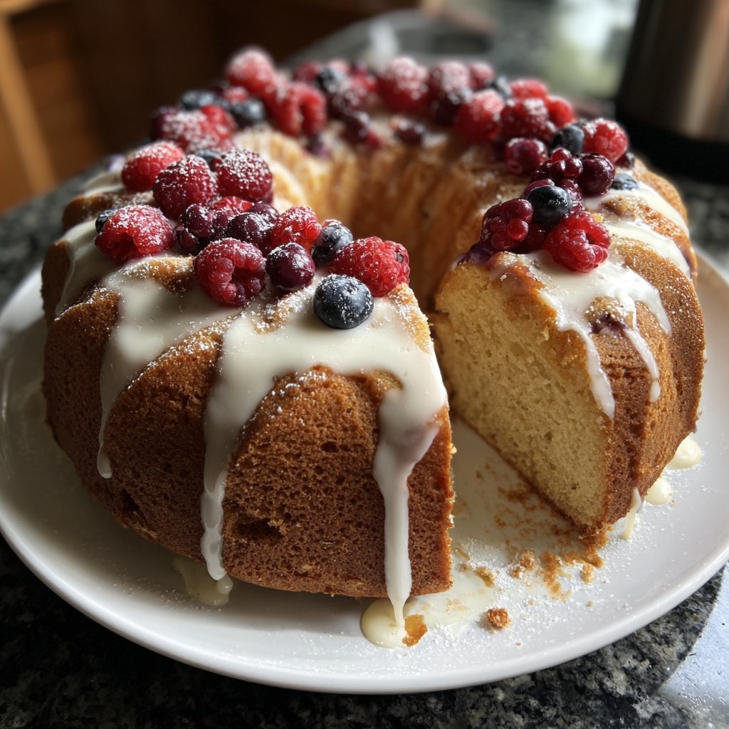 Zitronenkuchen mit Beeren